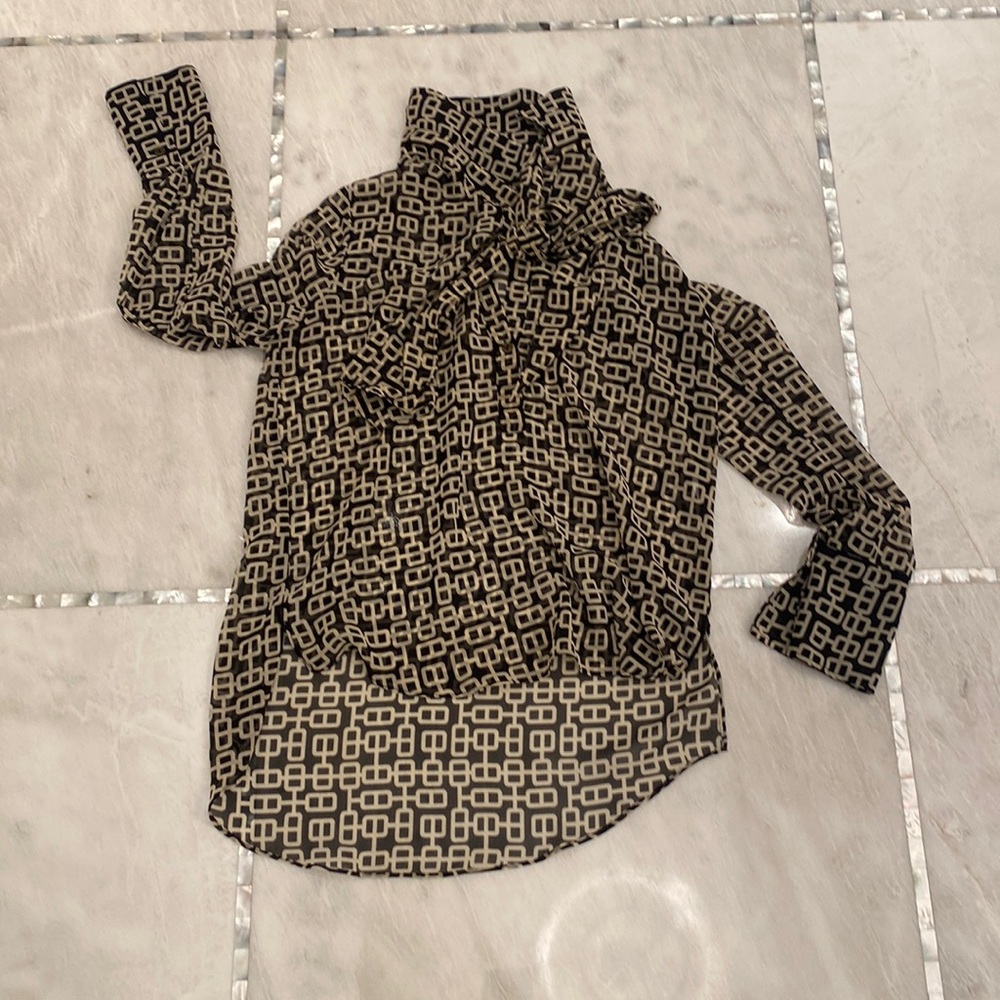 Zara pattern blouse with tie.